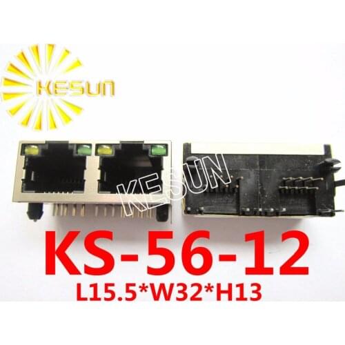 40PCS x RJ45 56/1x2 Shield type with LED Metal PCB Right Angle Modular Female Network Socket LAN Connector