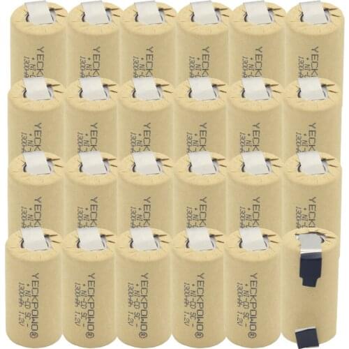 24 pcs 1300mAh NICD SC batteries 1.2V sub C battery real capacity as declared rechargeable welding tabs for cordless drills