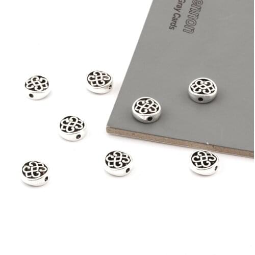 20Pcs Silver Color Pattern Spacer Bead Bohemian Charms Jewelry Making Wholesale Diy Bracelet Accessories 10X11mm A159