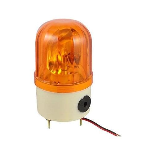 DC 24V 10W Industrial Yellow Rotary Light Warning Lamp w Buzzer Siren XWJ