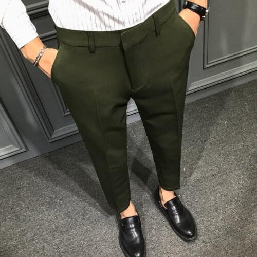 Business mens pants, social work clothes, office clothes, ankle length, tight, informal, wedding pants, solid color, new 2021