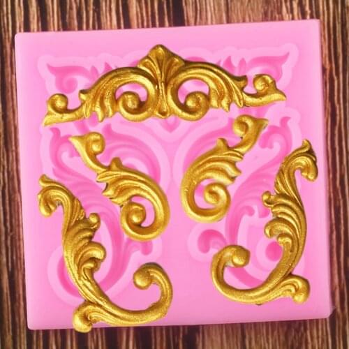 European Scroll Relief Silicone Molds Cake Border Fondant Cake Decorating Tools Chocolate Gumpaste Candy Polymer Clay Moulds