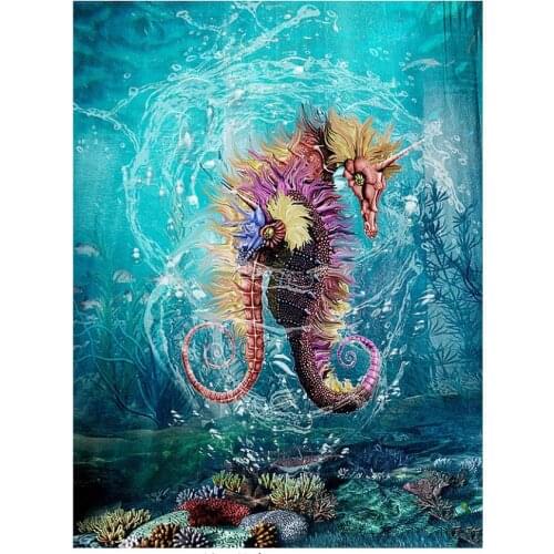 Hippocampus diamond mosaic painting seahorse rhinestone embroidery animal diamond art drawing picture puzzle wall paper decor