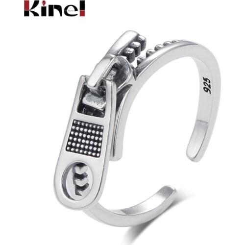 Kinel S925 Sterling Silver Jewelry Retro Personality Adjustable Temperament Ring Creative Couple Punk Woman wedding ring Jewelry