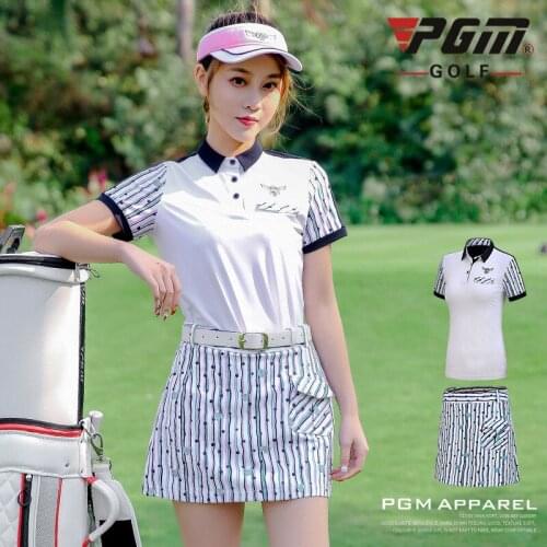 2020 Golf Clothing Set Women Summer Short Sleeve Striped T-Shirt Breathable Quick Dry Printed Skirt Ladies Golf Suits D0751