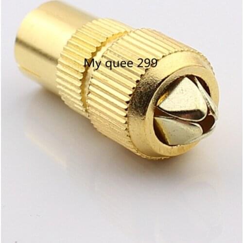 Metal gold-plated cable TV plug with RF wire connector 9.5 bamboo head closed line TV head RF female head