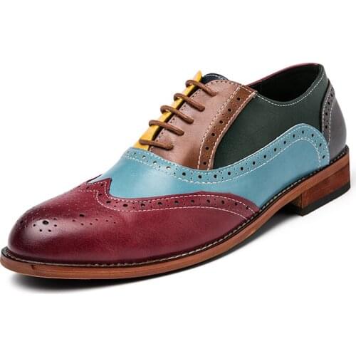 Fashion Men Shoes Trend Casual Leather Shoes Multicolor Wedding Loafers Designer Brogue Office Shoes Plus Size 38-48