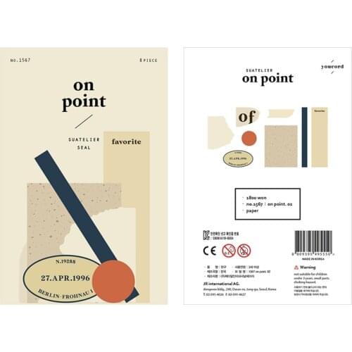 8pcs/Pack Korea Brand Suatelier On Point Paper Adhesive Deco Stickers Seal DIY Diary Scrapbooking Decoration Supplies