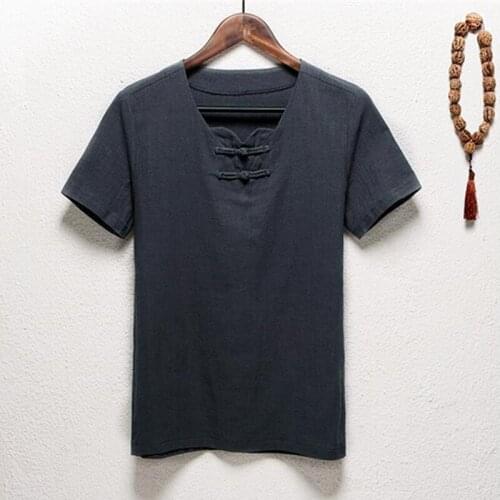 2020 NEW Chinese Vintage Mandarin Collar Shirt Short Sleeve Linen Shirt Plus Size Clothing in Mens Casual blouse M-5XL 6XL 7XL