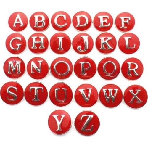 New Arrival 26/lot figure Alloy letter A-Z Snap Buttons 18mm/20mm Snap Jewelry fit Snap Bracelet Bangle Necklaces Pendant