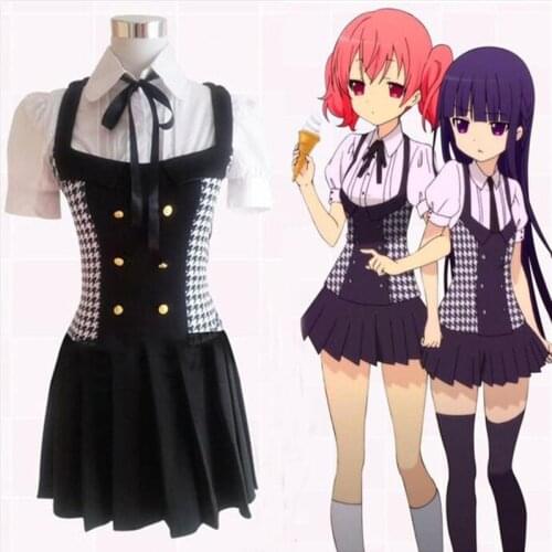 New Inu x Boku SS Shirakiin Ririchiyo / Roromiya Karuta Dress Cosplay Costume Inu x Boku Secret Service Full Set School Uniform