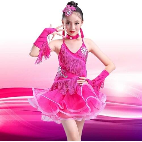 New style childrens Latin dance costumes girls competition dance costumes pettiskirt performance clothes latin dance skirt
