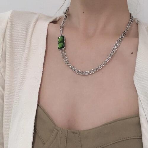 Zircon Crystal Pendant Necklace European American Style Hip-hop Punk Collarbone Chain Women Party Jewelry Travel Accessories