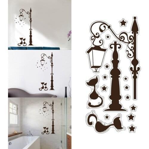 Under The Lights Of The Black Cat Wall Stickers For Kids Rooms Cartoon Decals Mural DIY Home Decor Wall Stickers