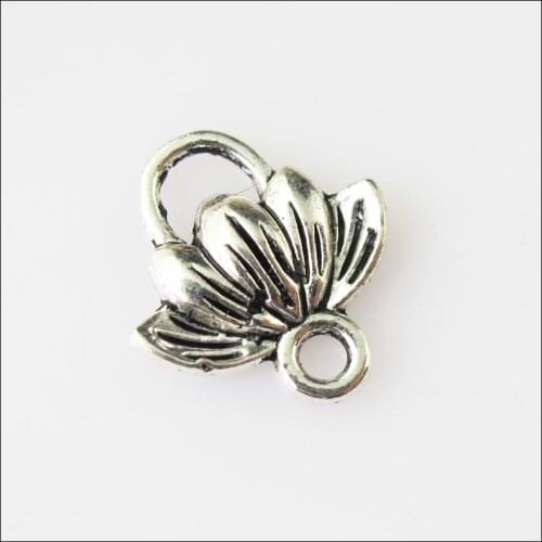 60 New Lotus Flower Connectors Tibetan Silver Tone Charms Pendants 11.5x12.5mm