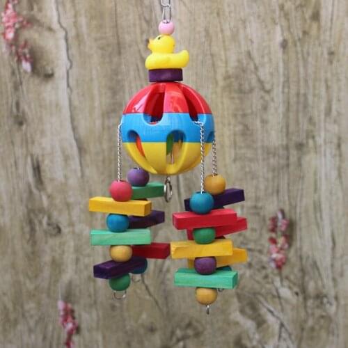 Pet Hanging Suspension Entertainment Teaser Cockatiel Bellpull Bird Toy Teeth Chew Rotating Parrot Cage With Bells Colourful