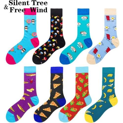 Happy Mens Cute Food Fruit Vegetable Cartoon Sock Funny Kawaii Women Donut Egg Banana Cactus Chips Corn Cotton Sox For Men