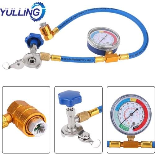 R134A R12 Hose Plastic Metal Air Conditioning Refrigerant Recharge Measuring Kit Car Air Conditioning Refrigerant Hose Gas Gauge