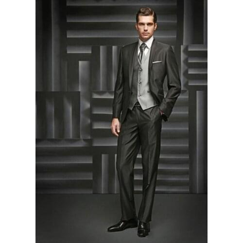 New Arrival Groom Tuxedo Shiny Black Groomsmen Shawl Lapel Wedding/Dinner Suits Best Man Bridegroom (Jacket+Pants+Tie+Vest)B336