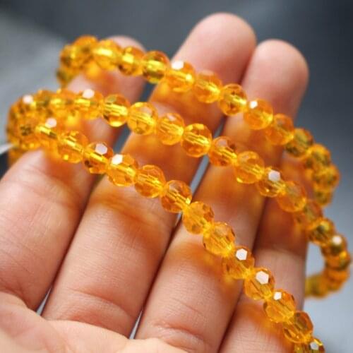 98Pcs/lot 6mm Glass crystal beads Faceted Round Orange color Disco beads for jewelry making
