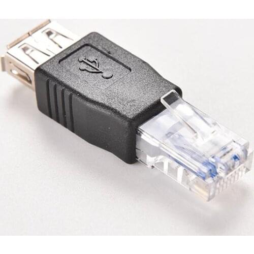 JETTING PC Crystal Head RJ45 Male to USB 2.0 AF A Female Adapter Connector Laptop LAN Network Cable Ethernet Converter Plug
