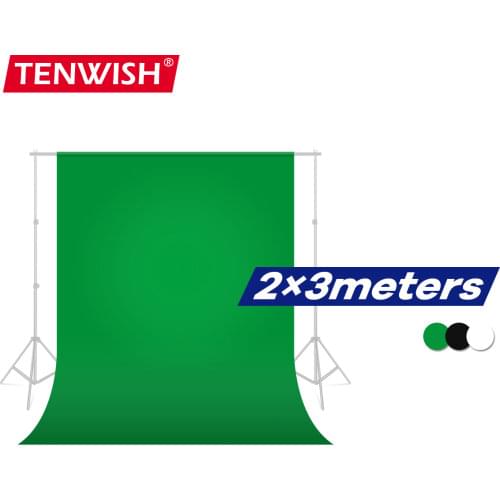 TENWISH 2x3 Meters Chroma Key Backdrop Green Screen for Photo Studio Video Live Background Non Woven Fabrics Black White