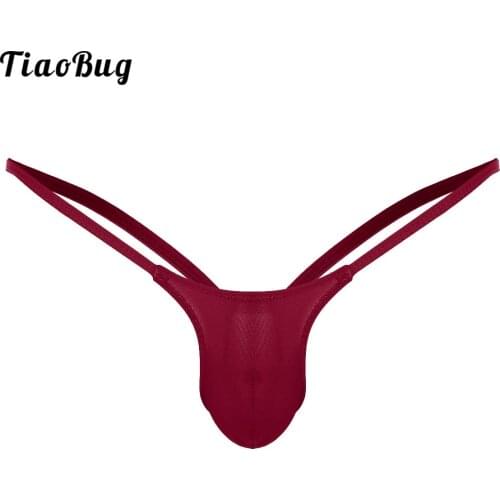 TiaoBug Men Summer Swimwear Lingerie Low Rise Open Back Stretch Bikini Swimming G-String Thong Briefs Male Underwear Swimsuit