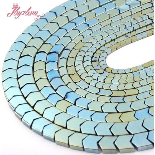 Natural Hematite Green V Shape 3/4/6x8/8mm Loose Stone Beads For DIY Necklace Bracelet Loose Jewelry Making 15" Free Shipping