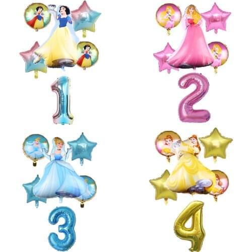 6pcs/lot princess balloons 32inch number Snow White Baby shower foil ballons birthday party decorations kids girl toys