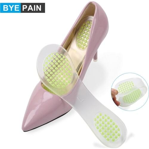 1Pair Comfortable Massaging Gel Insoles Soft Shock Absorption Gel Insoles Cushion Running Walking Pain Relief for Women Shoes