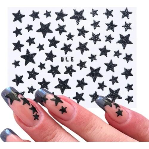 1 piece 3D nails star sticker flashing light decoration decals DIY transfer adhesive colorful nail art tips manicure