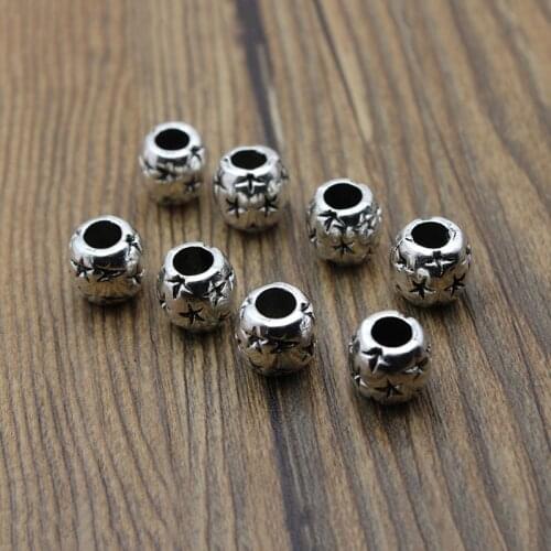 10pcs Tibetan Silver Tube Spacer Beads for Jewelry Making, Big Hole 5mm Loose Metal Beads Bracelet Necklace DIY Findings Craft