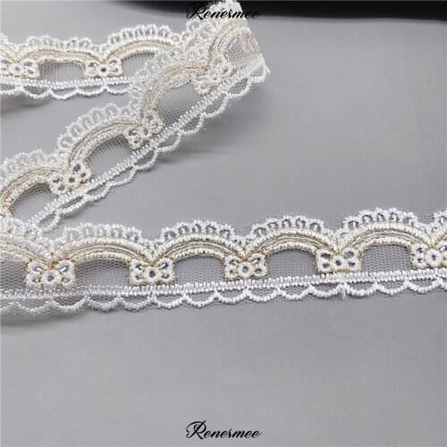 10Yards Ivory Lace Trims 2.5cm wide Embroidery Mesh Gold Thread Small Barcode Lolita Costume Decoration DIY 2.5cm