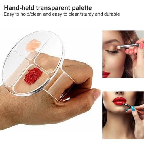 2Pcs Makeup Mixing Palettes Round Shape Multifunctional Acrylic Transparent Cosmetic Hand-Held Palettes for Home Use