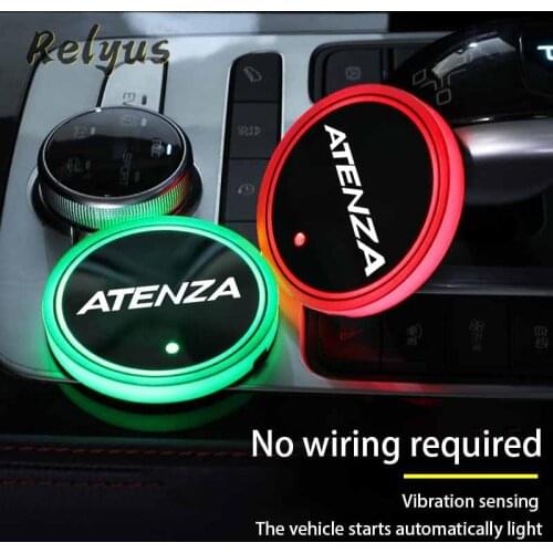 2Pcs Luminous Car Led Cup Coaster Non-slip Mat Automobile Atmosphere Light For Mazda 6 Atenza Auto Accessories