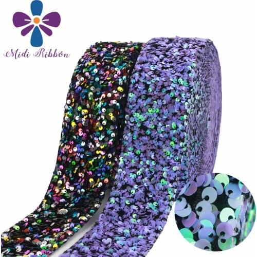 3 inch 75mm 25Yards /Roll Colorful Sequin Ribbon DIY Holiday Large Cheer Hair Bow Material Handmade Decorative Accessories