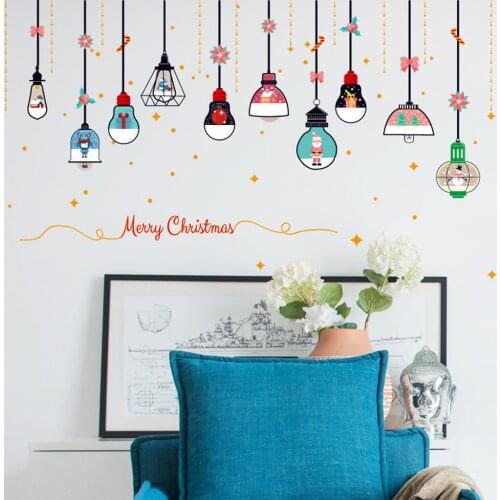 45 x 60 cm Christmas Snowflake Christmas Ball Wall Stickers room decor Home Door And Window DIY Decor decoracion hogar moderno