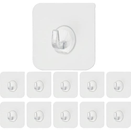 5/10pcs Universal Transparent Strong Hooks Self Adhesive Door Wall Hangers Hooks Strong Sticky Kitchen Bathroom Storage Hangers
