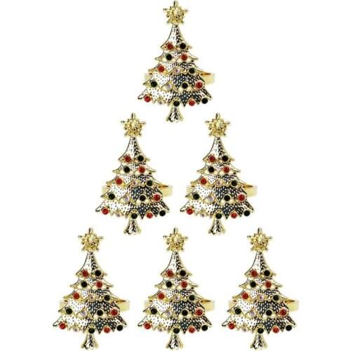 Portable 6Pcs/Set Unique Alloy Christmas Style Napkin Ring Alloy Napkin Buckle Eye-catching for Home