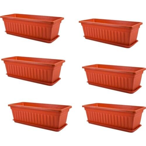 6Pcs17-Inch PP Resin Vegetable Planter Gardening Accessories, Terrace Garden Home Porch Decoration Terracotta Color