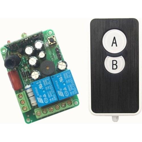 AC220V 2CH Wireless Remote Control Switch System 1*Receiver + 1*Ultra -thin acrylic Transmitters for Appliances Gate Garage Door