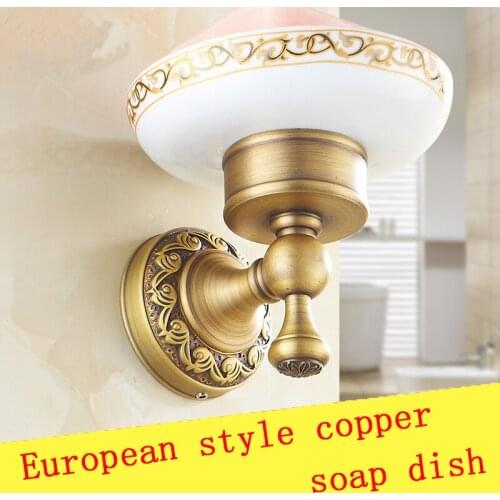 Free Shipping Copper retro bathroom perfumed soap dishes box, European antique brass wall mounted toilet soap box rack Wholesale