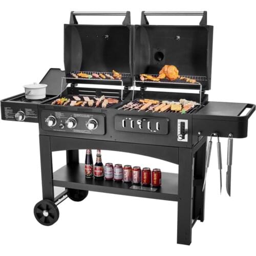 Free shipping supper quality outdoor gas and charcoal BBQ grill ,double BBQ grill