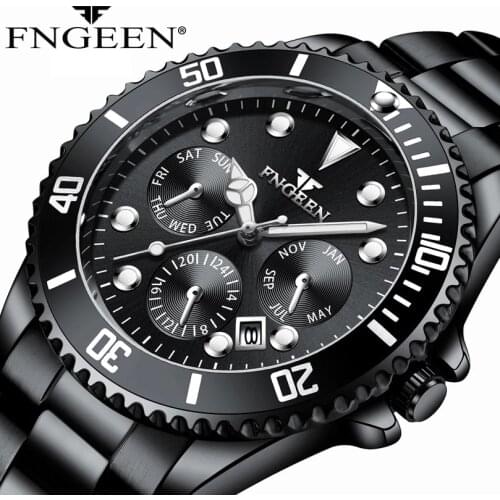 Rotating Bezel Watches Men Fashion Quartz Clock Mens Watches Brand Luxury Stainless Steel Business Date Waterproof Reloj Hombre