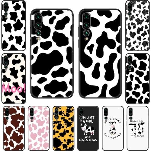 Cow Print Black White Phone case For Huawei P 8 10 20 30 Smart Plus 2019 Z Lite Pro 2017 2019 black soft waterproof trend
