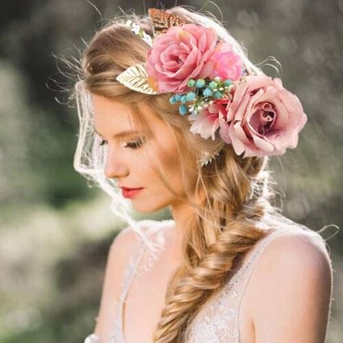 Floral Rose Flower Headband Flower Crown for Bridesmaid Garland Floral Crown Handmade bride flower crown rose headband