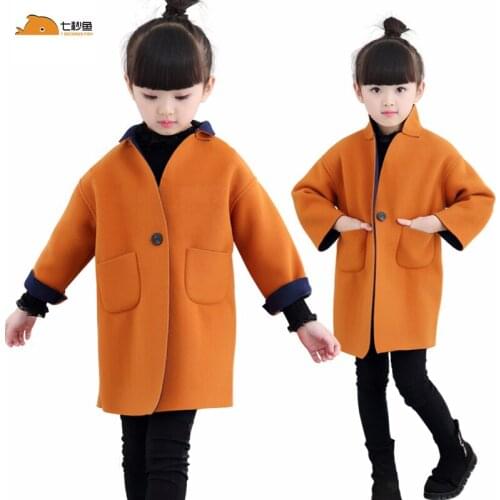 Children Outwear girls 3 4 6 8 10 14 Years Woollen Overcoat High quality Autumn Korean Style Coat