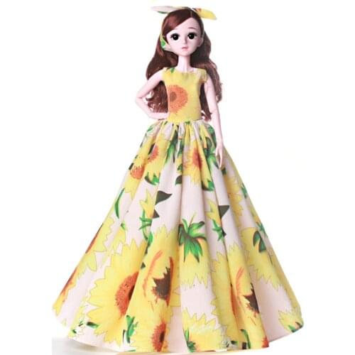 Sunflower Long Skirt For 60cm BJD Dolls 1/3 Dolls Clothes Sweet Dress Pastoral Style Clothing Holiday Skirt DIY Girls Toys