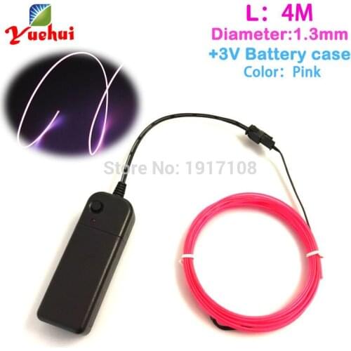 For Toys/Craft Party Decoration High Quality 4M Pink Flexible EL Wire Flash Neon Glow Light With DC-3V Inverter Controller