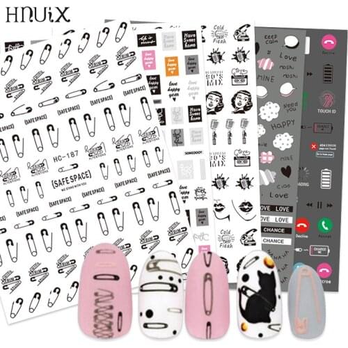 HNUIX 1 pieces Alphabe nail decals 3D sticker DIY nail charm letter stamp Nail Art sticker thin adhesive manicure slice